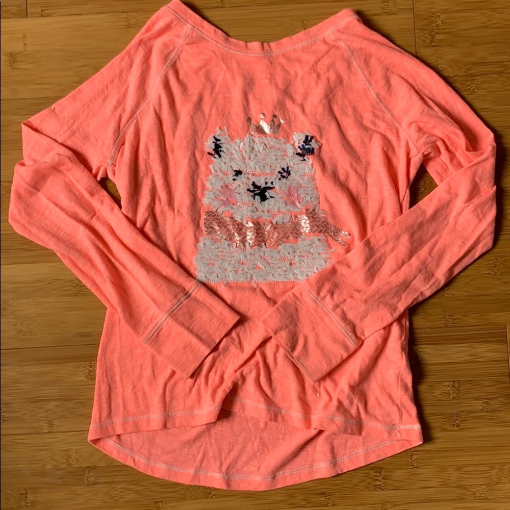 Pink Sequin Dog Long Sleeve Shirt
